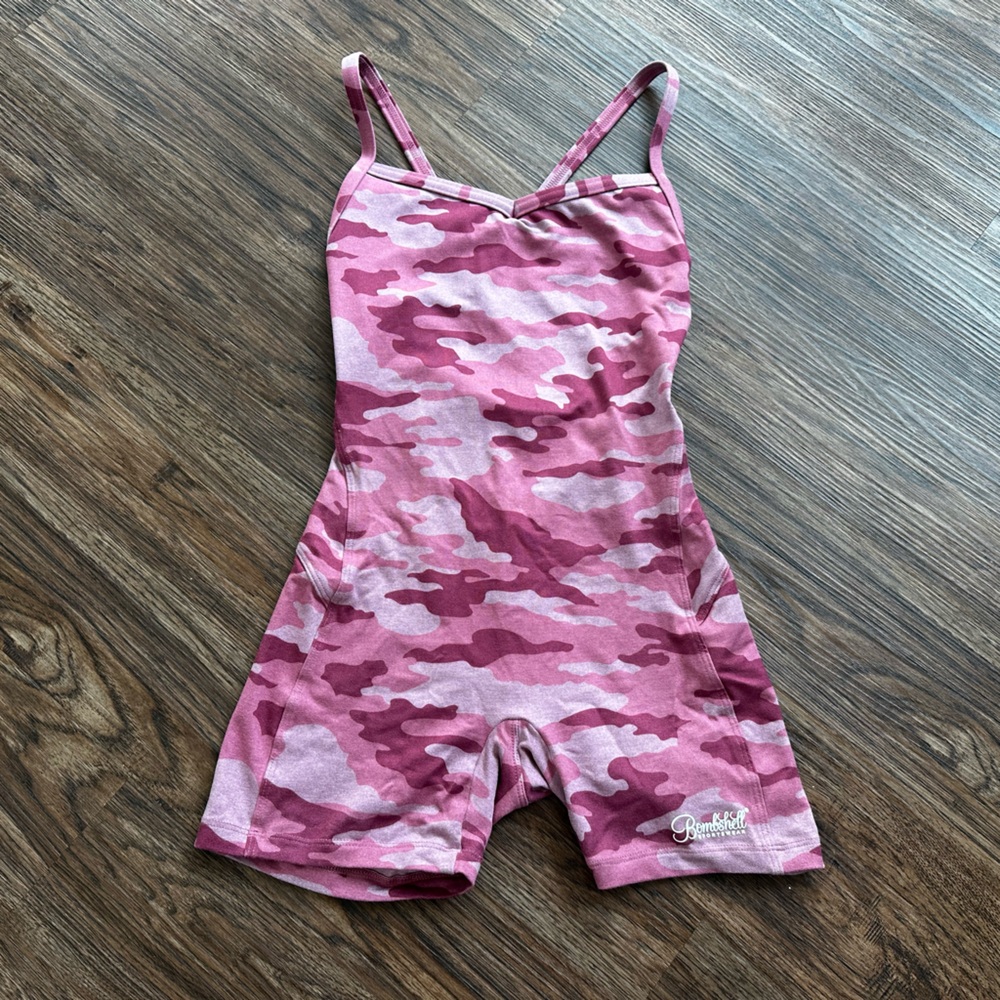 Bombshell Sportswear Pink Camo Bodysuit